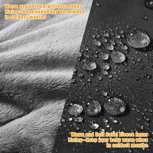 Yoofoss Winter Stroller Cover - Universal Toddler Footmuff, Water Resistant Coral Baby Stroller Bunting Sleeping Bag - Image 3