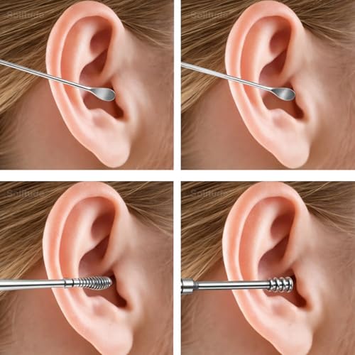 Image of Solitude Set of 6 Steel Ear Cleaning Kit | Reusable Ear Wax Remover Tool Kit Set With Storage Pack, Ear Curette Cleaner and Spring Ear Buds Cleaner (Multicolor)