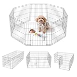 ZephyPaws Dog Playpen, Foldable Metal Exercise Pen Puppy Playpen with 8 Panels 24 inch Indoor Outdoor Dog Fence Pen with Door for Small Medium Animals
