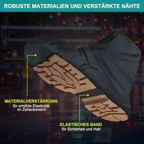 bruwaa wasserdichte Fahrrad-Überschuhe, mit reflektierenden Streifen, verstärkter Sohlenspitze und verstellbaren Klettverschlüssen, effektive wasserdichte und feuchtigkeitsbeständige Überschuhe