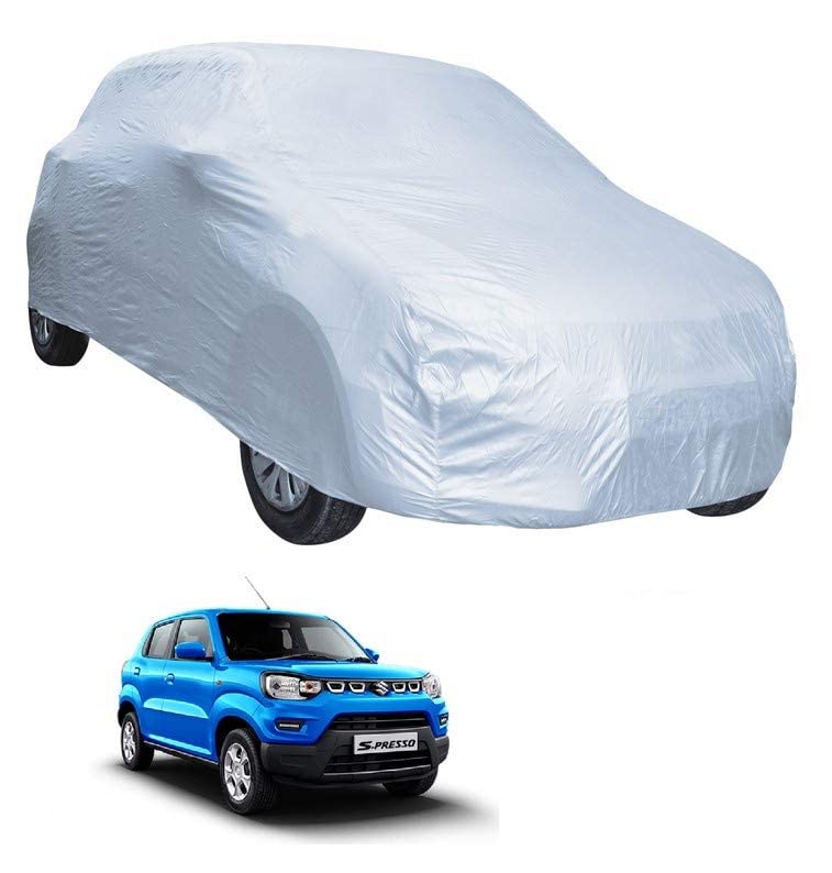 Image of Auto Hub Car Cover Compatible with Maruti S-Presso with Weather Proof, Triple Stitched, S-Presso Car Cover- Plain Silver
