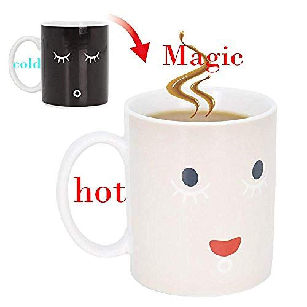 Taza mágica que cambia de color para cumpleaños, oficina, amigo, familia, regalo @negro 6@Black7