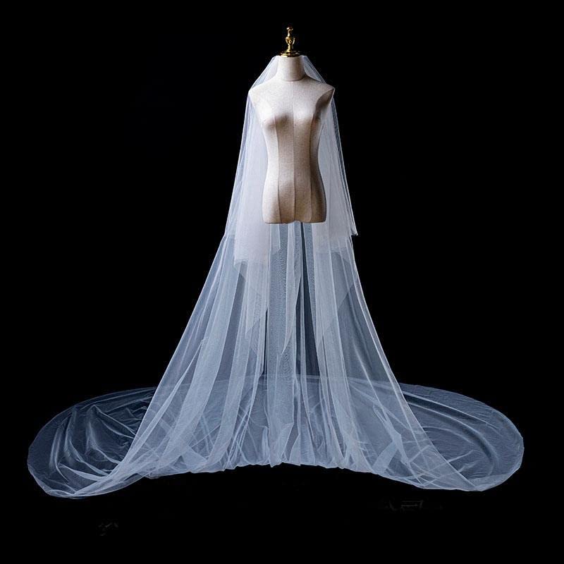 Ślub Tull Welon Ślubny Dwuwarstwowy Długi Welon Ślubny Velo Bride (Color : Ivory, Size : 350cm)