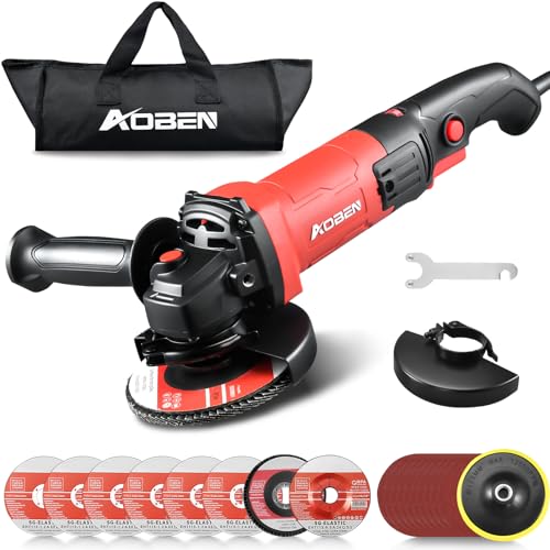 Image of AOBEN 900W Angle Grinder 4-1 /2 inch | 7.5Amp, 11000 RPM, 6-Speed Corded Electric Cut off Tool with Switch Lock | for DIY & Metal Cutting, Grinding & Polishing