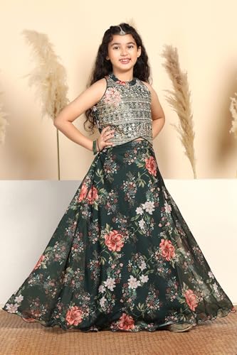 Image of Fashion Dream Girl's Organza Readymade Tabby Lehenga Choli |Lehenga |Traditional Lehenga Choli