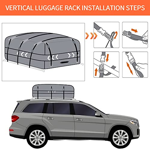 MIDABAO 20 Cubic Car Roof Bag Cargo Carrier, Waterproof Rooftop Cargo Carrier with Anti-Slip Mat + 6 Door Hooks, Suitable for All Vehicle with/Without Rack