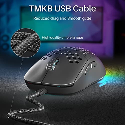 Dierya Gaming Mouse, 12800Dpi Optical Sensor, 6 Programmable Buttons, Customizable Rgb Black Honeycomb Mouse, Drag-Free Paracord Wired Mouse, Ergonomic Design Computer Mouse For Windows Pc Gamers #TOP4