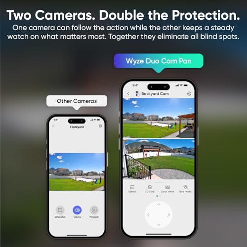 WYZE-Duo-Cam-Pan-IndoorOutdoor-IP65-2K-360-PanTilt-Smart-Home-Security-Camera-with-Color-Night-Vision-Compatible-with-Alexa-Google-Assistant-White