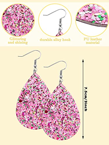 Hicarer 20 Pairs Glitter Leather Earrings Bulk Colorful Teardrop Dangle Earring for Women Christmas Birthday Gift Fashion Jewelry3