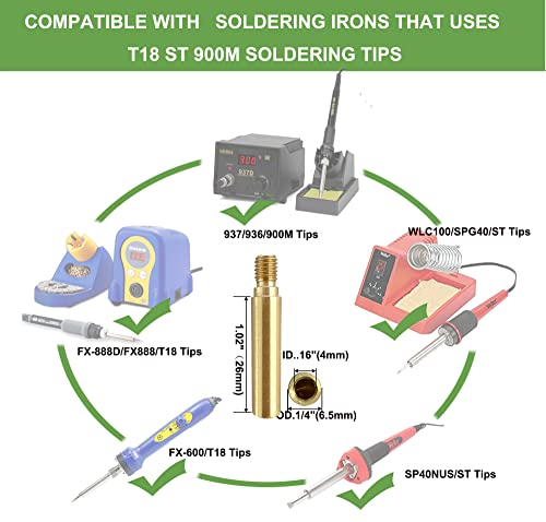 Shinenow Heat-Set Insert Tip For Fx888D T18 900M Wlc100 Spg40 St Tips 7 Tip Heads With M2 M2.5 M3 M4 M5 Inserts Kit #TOP1