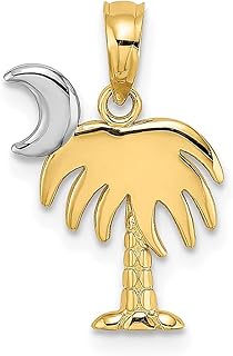 Colar com pingente de palmeira Charleston em ouro amarelo 14 k com pingente para transporte de viagem à beira-mar joias finas para mulheres presentes para ela