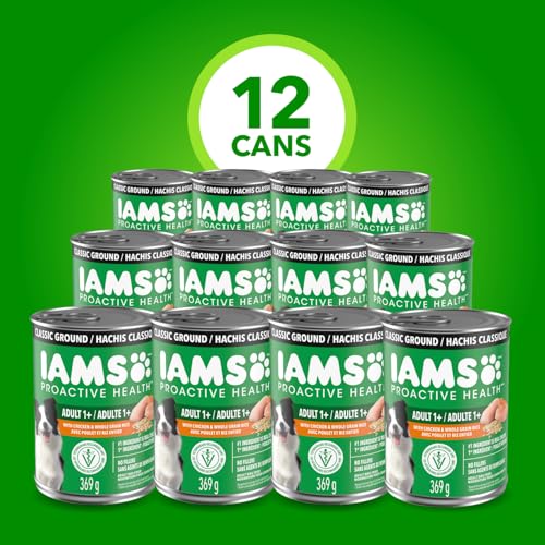 IAMS Proactive Health Adult Wet Dog Food – Chicken & Whole Grain Rice – Classic Ground – 369G Can (13 oz) (12pack) image 3