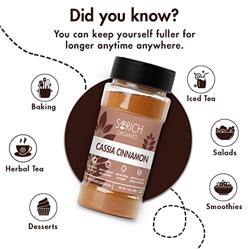 Image of Sorich Organics Cassia Cinnamon Powder 50gm | Cinnamon Powder | Dalchini Powder | Cassia Cinnamon Powder | Perfect for Baking, Cooking, Tea, Smoothies