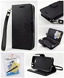 Thousand Eight(TM) For LG Optimus L90 (T-Mobile) 2 Tone Deluxe Dual-Use Flip PU Leather Wallet Pouch Case + [Free Screen Protector Shield(Ultra Clear)+Touch Screen Stylus] (wallet black)