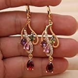 Multicolor Zircon Dangle Earrings for Women Bohemian Vintage Elegant Long Drop Earring Fashion Luxury Ear Accessories Jewelry Female Personality Daily Wear Gift