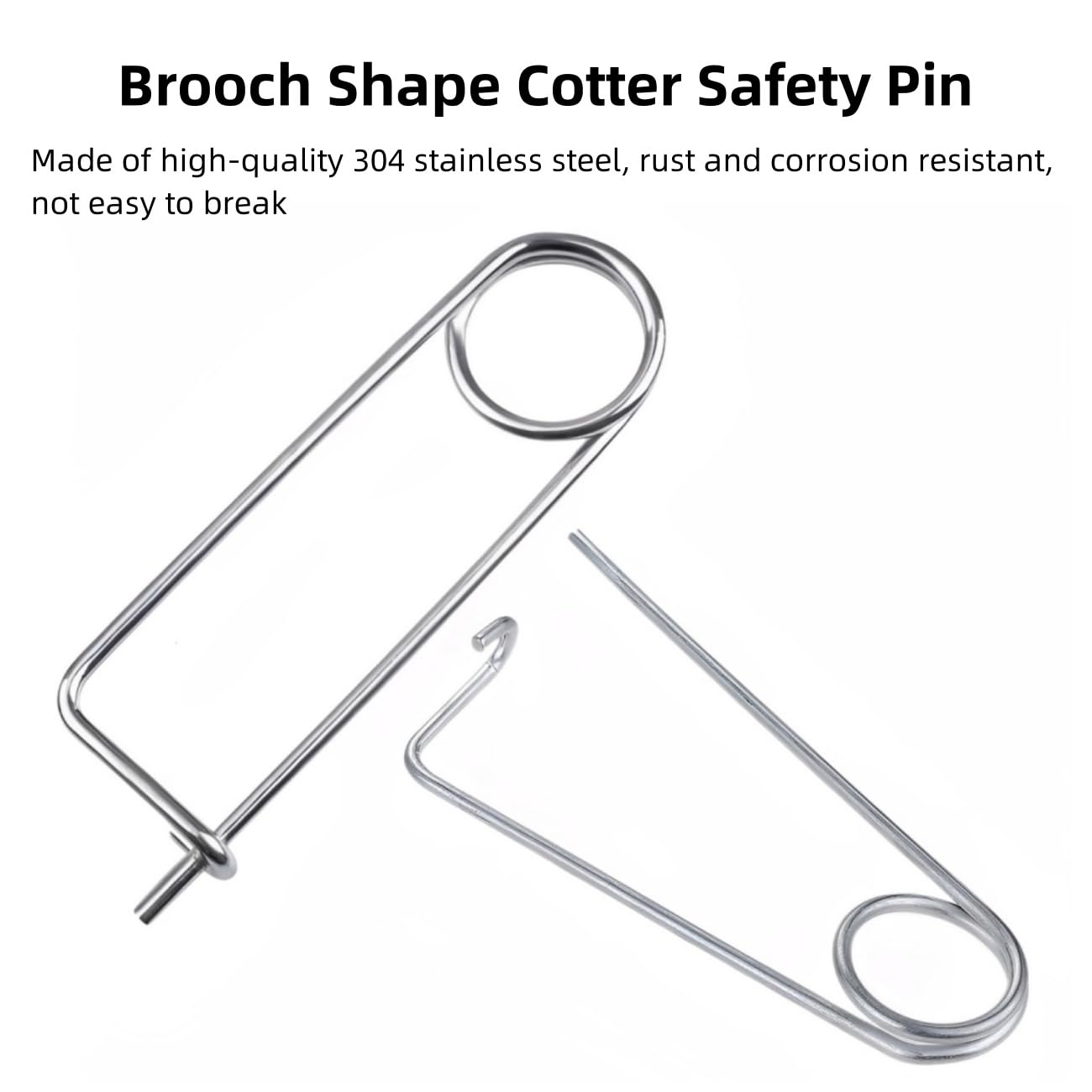 10PCS 304 Stainless Steel Brooch Shape Cotter Safety Pin Spring Pin, Safety Pins Quick Lock Brooch Locking Fastener for Farm Lawn Garden Hook