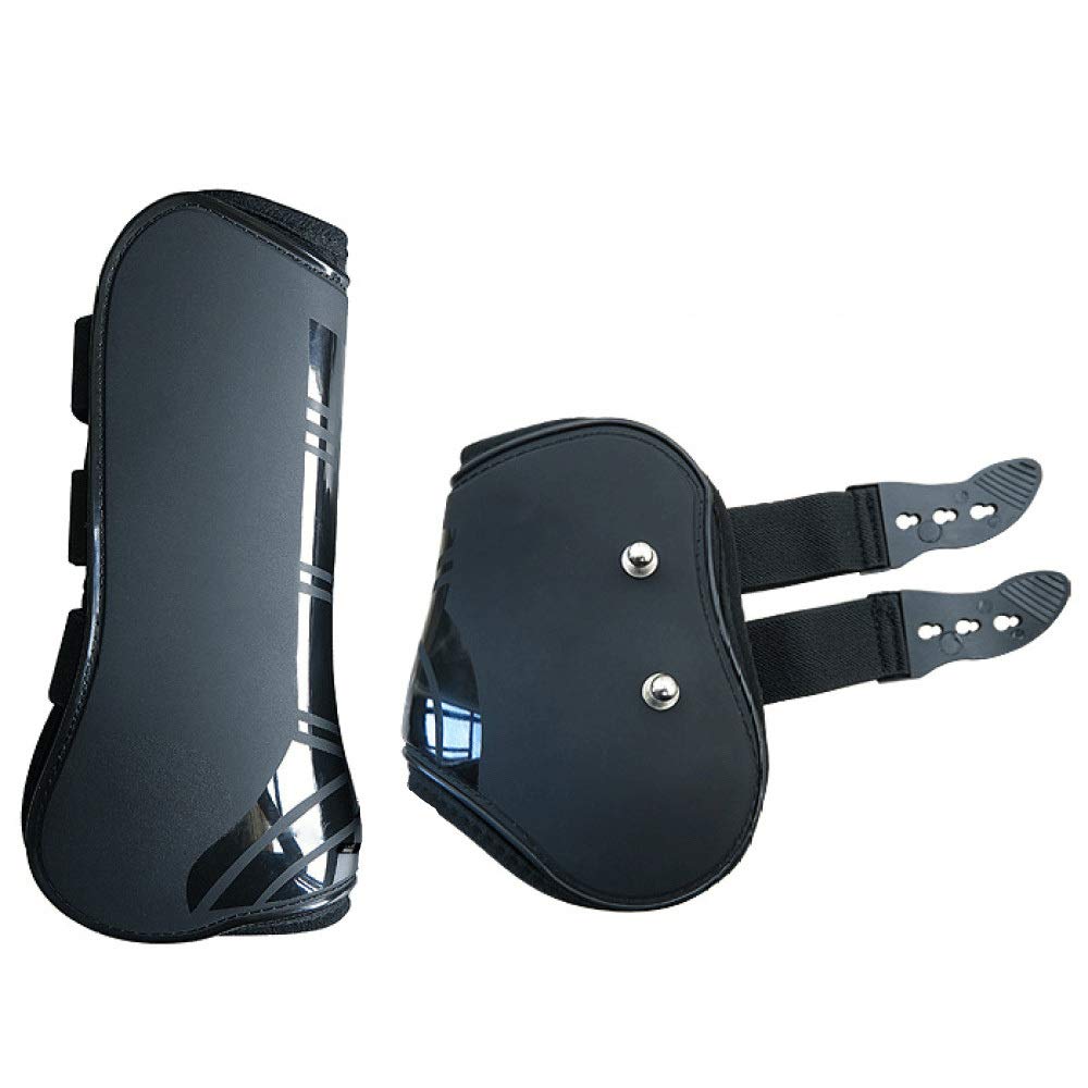 WINNG Protectores para Caballos 4 Unids Caballo Equitación Amortiguador Show Salto Pierna Protección Ecuestre Deportes Tendón Y Fetlock Boots Set,Black-M
