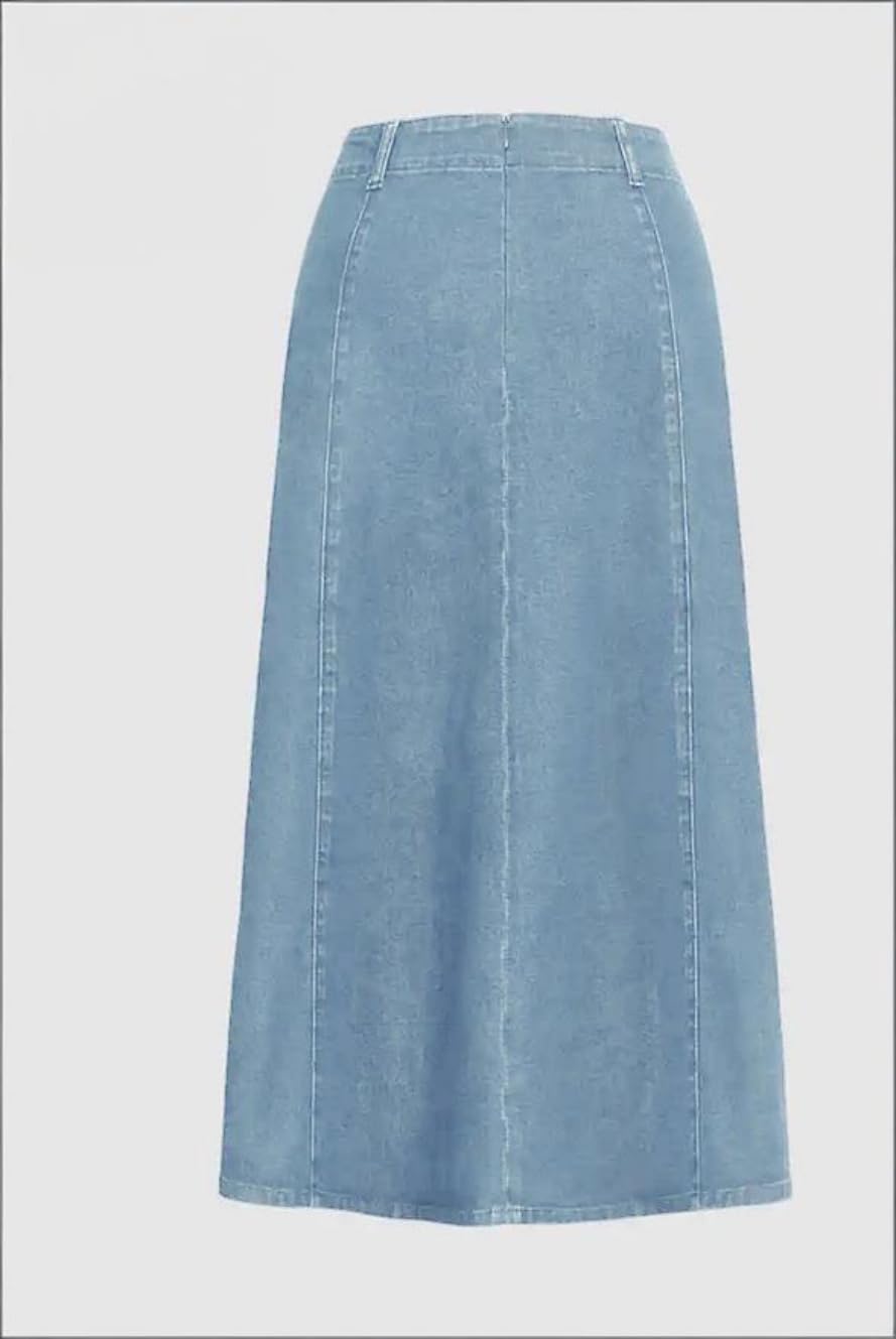 yoeasy Women's Vintage Denim Maxi Skirt Casual High Waist Flowy Swing A-Line Long Jean Skirt - Image 3