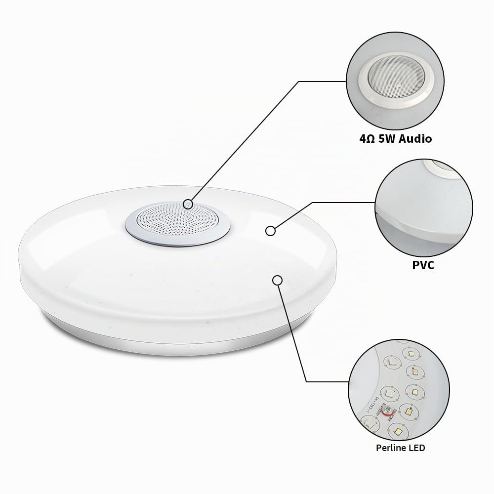 Alexa Google Home Plafoniere, 11,8 pollici Bluetooth Music LED Plafoniera con Telecomando, 30 W Dimming RGB Plafoniera a Flusso Cambiante Colore per Soggiorno, Camera da letto, Bambini