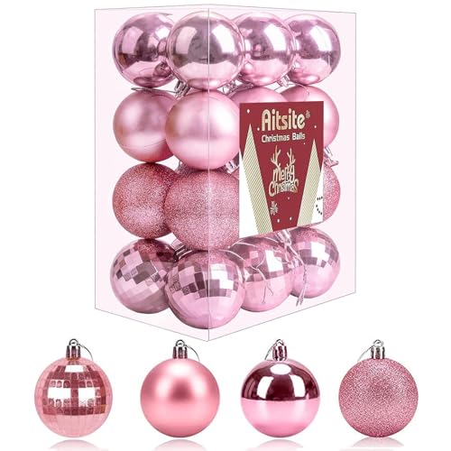 Aitsite 24 Stück Weihnachtskugeln Rosa, 6CM Christbaumkugeln...