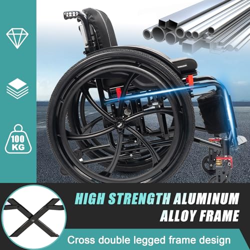 Silla de ruedas deportiva plegable ultraligera, de aleación de aluminio, autopropulsada, con ruedas de liberación rápida