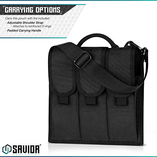 Savior Equipment Tactical Rifle & Pistol Magazine Pouch Carrier For M4 Carbine Ar15 Ak47 - Up To 6 Extended Mag, Adjustable Padded Shoulder Strap Included Obsidian Black #TOP5