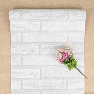 FENTIS White Brick Wallpaper Self Adhesive Vintage Contact Paper Plastic Vinyl Film for Kitchen Decorative Wall Stickers Peel and Stick Roll for Bedroom Living Room 44x500cm