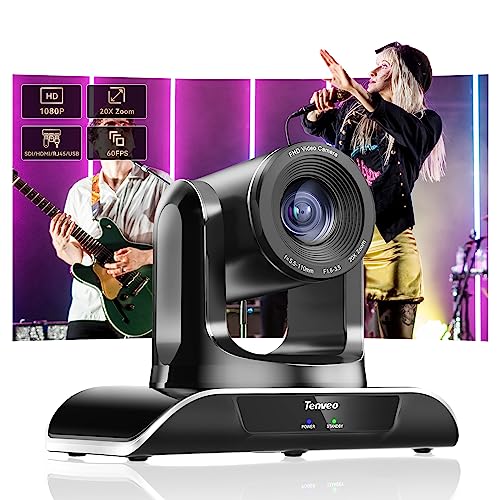 Tenveo 3G-Sdi/Hdmi/Usb/Rj45 Ptz Ip Live Streaming Camera 20X Optical Zoom Video Conference Room Camera Fhd 1080P 60Fps For Live Streaming Church Services Worship Events Broadcast For Zoom Skype Obs #TOP1
