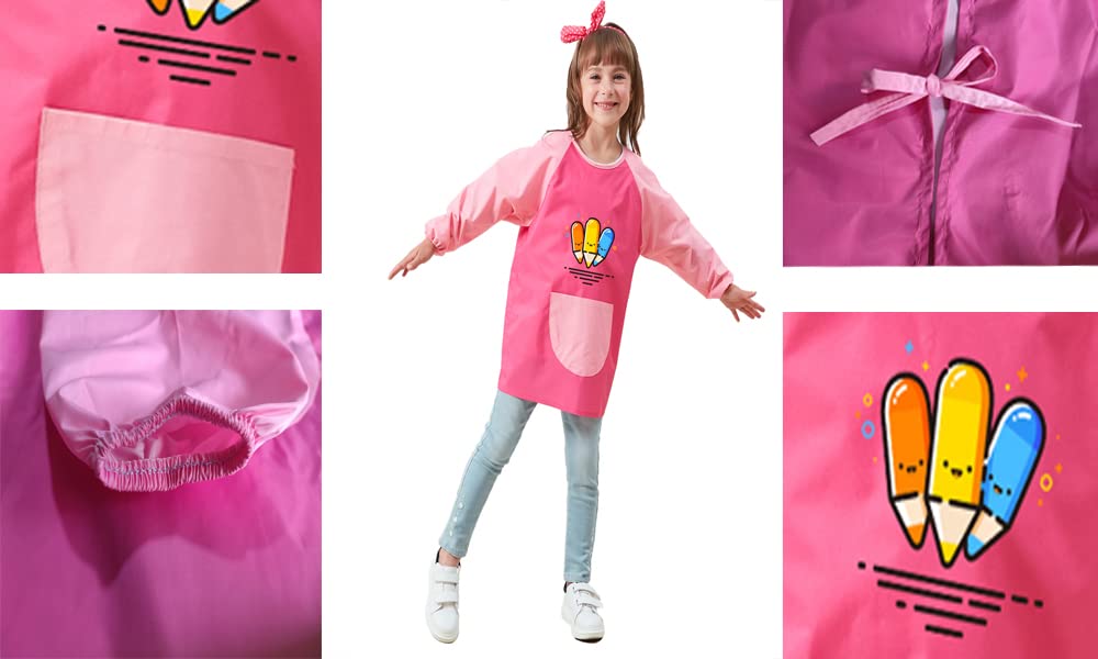 Funtery 12 Packs Kids Art Smock Long Sleeve Waterproof Painting Apron For Kids Paint Clothes Artist Aprons Toddler Art Supplies 1-4 Years - View #8