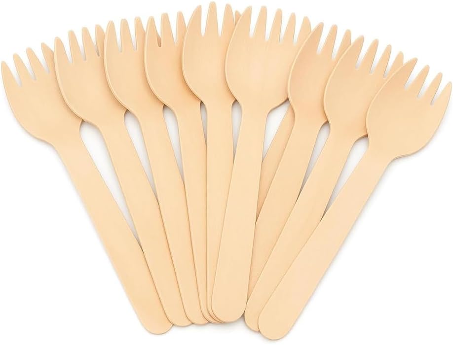 1ABOVE 100pcs Wooden Sporks...