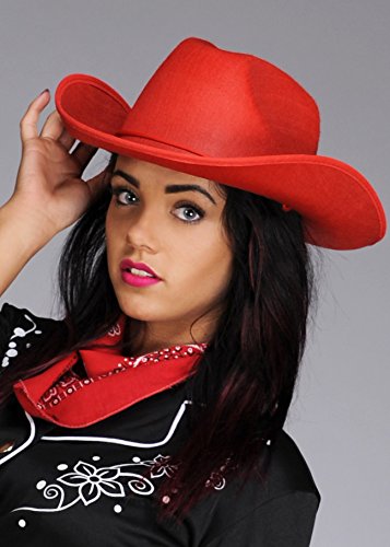 Boland Womens Western Fancy Dress Red Felt Cowboy Hat