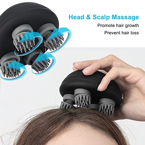 Portable Electric Scalp Massager, Ipx7 Waterproof Cordless Scalp Massager W/ 5 Kneading Modes & 96 Nodes, For Scalp Stress And Pain Relief, Ideal Gifts For Women, Men (Black- Magnetic Charging) #TOP2