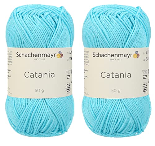 Image of [ Set of 2 Skeins ] SMC Catania Originals 100% Mercerized Cotton Yarn, Total 3.52 Oz. Each 1.76 Oz (50g) / 136 Yrds (125 m) Amigurumi Yarn Fine-Sport 2 (397 Turquoise)