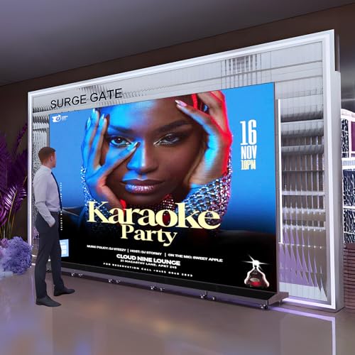 Image of 80″ P1.86 LED Screen Spliceable Flexible Digital Signage Display, Mobile Phone&Computer Software Remote Release, USB Plug-and-Play Full Poster Screen LED Digital Signage Display Black 2-Pack