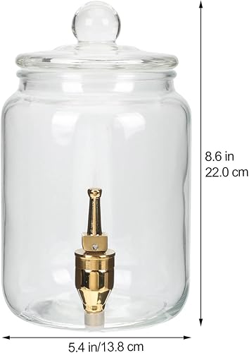 Miniatura 6 de Happyyami Dispensador de bebidas de vidrio con grifo dispensador de bebidas, tarro de masón, dispensador con tapa para té solar, té helado, jugo de
