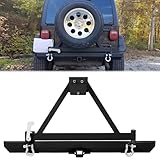 KUAFU Rear Bumper W/Tire Carrier Compatible with 1987-1996 Jeep Wrangler YJ 1997-2006 TJ 2003-2006 LJ w/D-Rings 2 packages