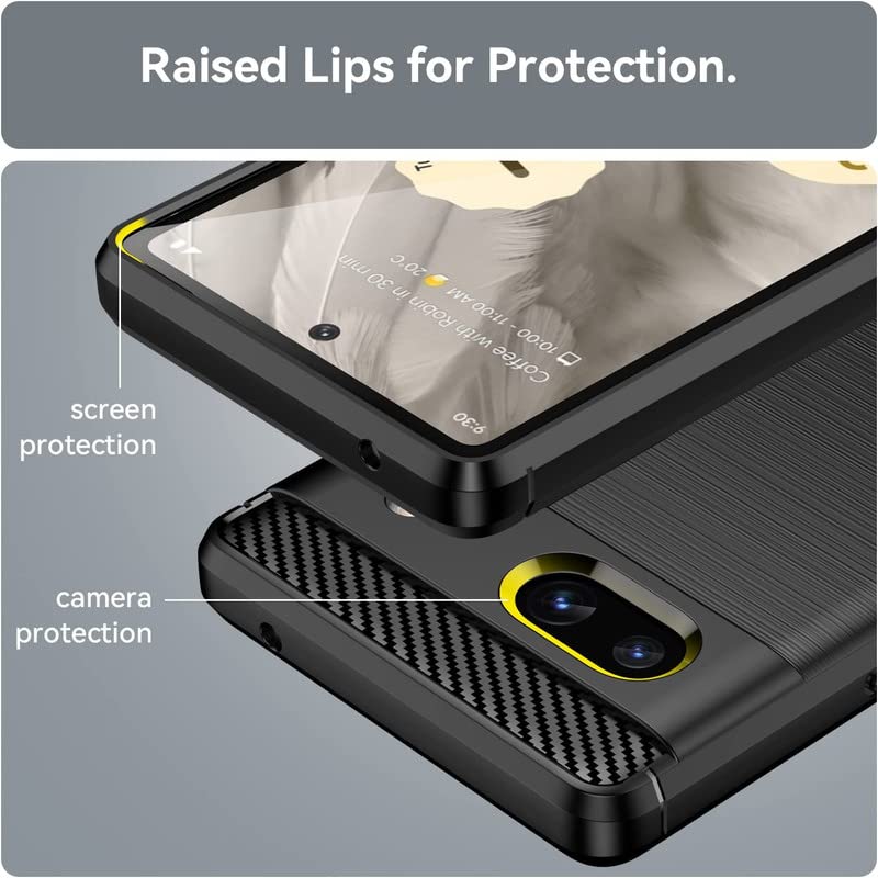 Image of NPRC Hybrid Ultra Slim Protective Case TPU Non-Slip Carbon Fiber Texture Shockproof Case Cover for Google Pixel 7A - Black