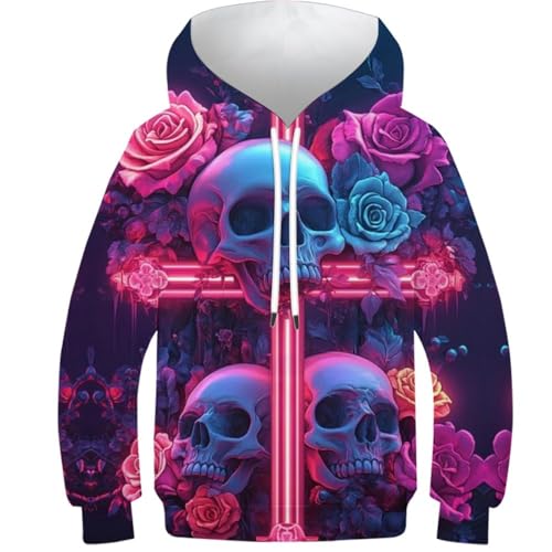 Sweat à capuche squelette pour garçon veste polaire ado 11-13 ans