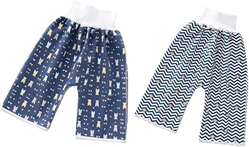 Utopp Waschbar Baumwoll Trainingshose Windelrock,Wiederverwendbar Windelhose für Jungen und Mädchen zum Schlafen Bett Kleidung für Töpfchentraining (Muster F, L) Cover