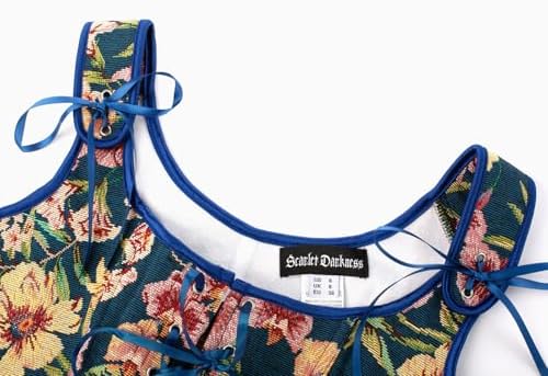 SCARLET DARKNESS Women's Renaissance Corset Top Vintage Floral Print Corsage Vest, Dark Blue White Flowers, 40 : Buy Online at Best Price in KSA - Souq is now