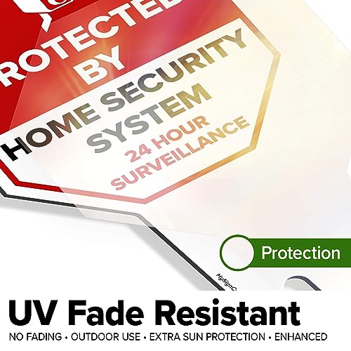 Image of Protected by Home Security System Sign, 7x13, Heavy Duty Integrated Ground Stakes, Indoor /Outdoor Use, Rust Free Aluminum Composite, Made in USA by My Sign center