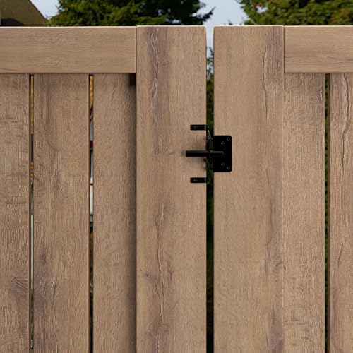 Image of Self-Locking Stainless Steel Gate Latch for Wooden Fence,Post Mount Automatic Gravity Door Latch Gate Hardware for Secure Pool /Yard /Garden /Vinyl Fence