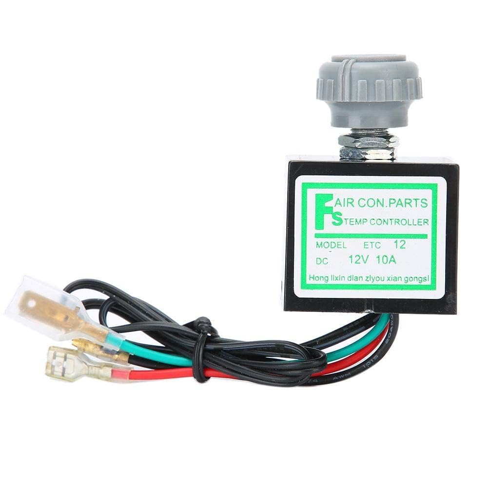 Interruptor de temperatura del aire acondicionado, aire acondicionado del coche 10A Interruptor electr¨®nico del termostato Control de temperatura Accesorio autom¨¢tico(12V)