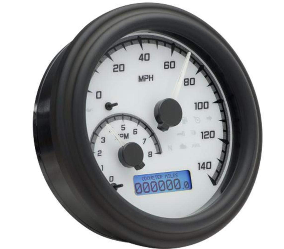 Dakota DigitalWhite/Gray MVX-2002 Series Analog Gauge System with Chrome Bezel MVX-2011-WG-C