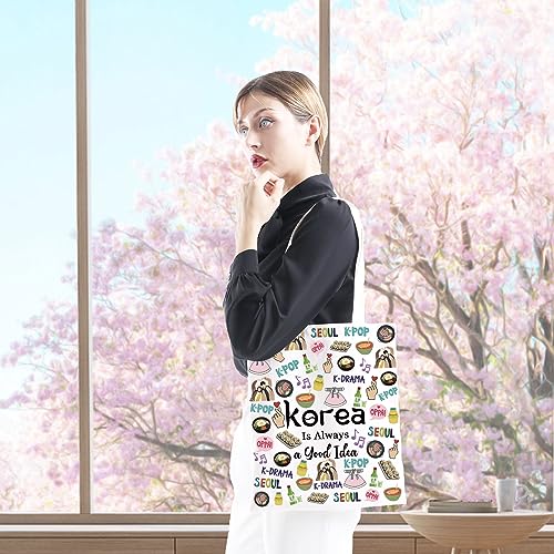 JTOUK South Korea Travel Vacation Trip Souvenir Gift Korea Bachelorette Trip Gift South Korea Travel Accessory Bag for Korea Girls (Good Idea Korea Tote EU) - Image 4