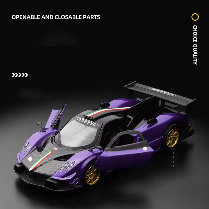 Image of 1:31 Scale Pagani Zonda Die-Cast Model Car - Pull-Back Action with Lights, with Display Tray, Collectible Toy for Kids & Adults