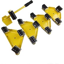DreamLab House Furniture Mobile and Lifting Heavy Object Portable Hand Tool Triangle Iron Set with 4 Rollers & 1 Wheel Bar blue
