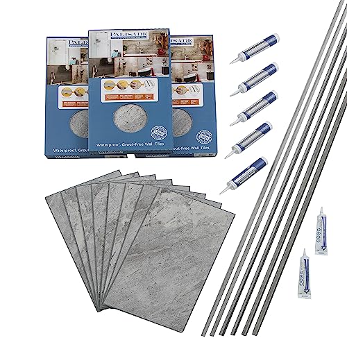 Palisade 25.6 in. x 14.8 in. Interlocking Vinyl Tile Shower ...