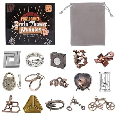 Holzsammlung 15 Piezas Rompecabezas Metal, Juegos de Ingenio Metal Puzzle, Juegos Logica Inteligencia Educativos IQ Puzzle Juguetes Metalicos Rompecabezas Regalo para Adultos Adolescentes | Ya disponible en tu tienda friki favorita! En mundofriki.es!