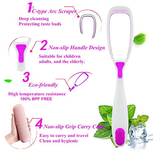 Image of 4 Pcs Plastic Tongue Cleaner Scraper to Reduce Bad Breath & Good Hygiene Tongue Cleaner With Storage & Travel Case Toothbrush Toothpaste Tongue Cleaner Oral Kit For Kids & Adults-